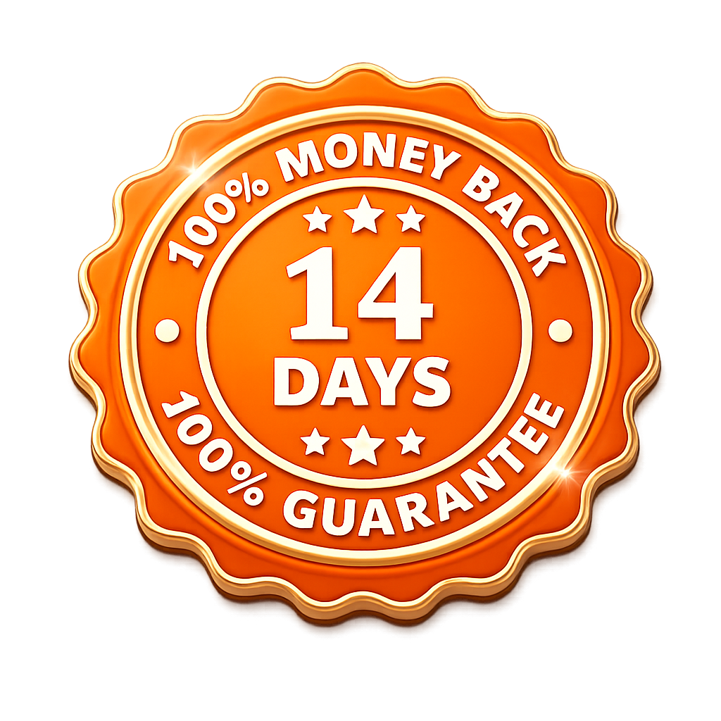 100% No-Risk, 14 Days Money-Back Guarantee